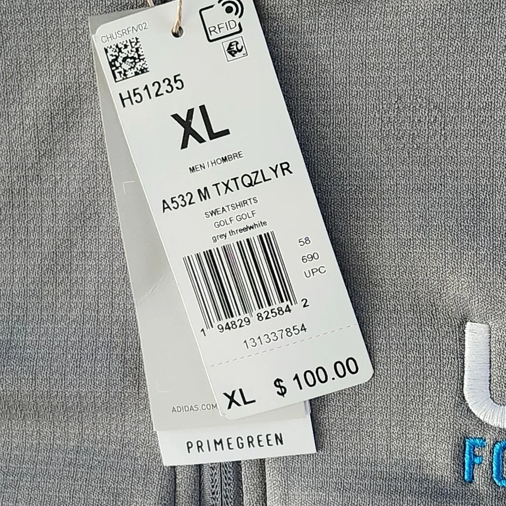 NWT! A532 | Adidas Men's Textured Mixed Media 1/4‎ Zip Pullover UNFI Foundation